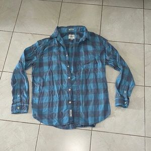 American Eagle Men’s Seriously Soft Buffalo Plaid Blue Button Down L